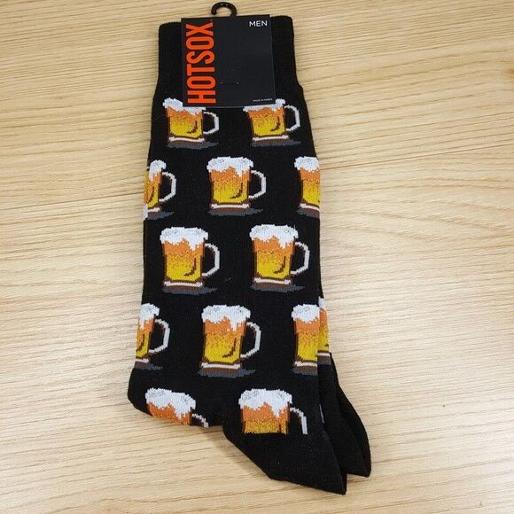 HOT SOX Mens Dress Socks Black Beer Mug - Picture 1 of 3